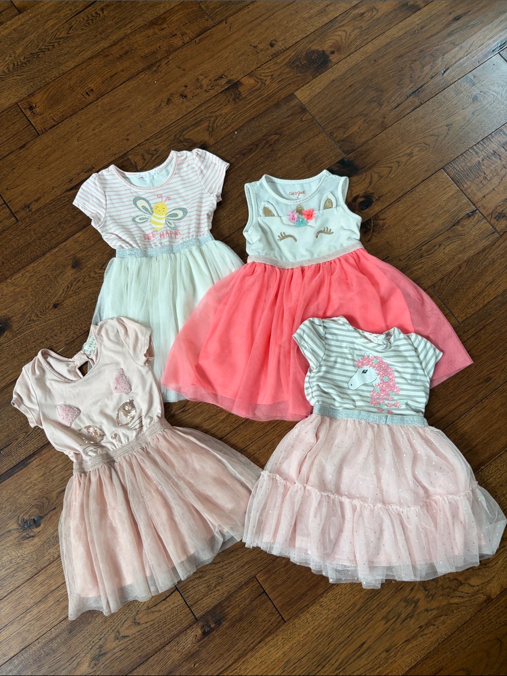 Set of 4 Pink & White Tulle Dresses (4T)